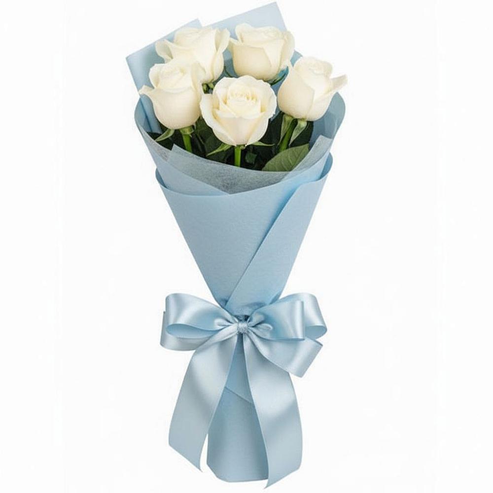 Букет 5 Белых роз Проуд в Развилке