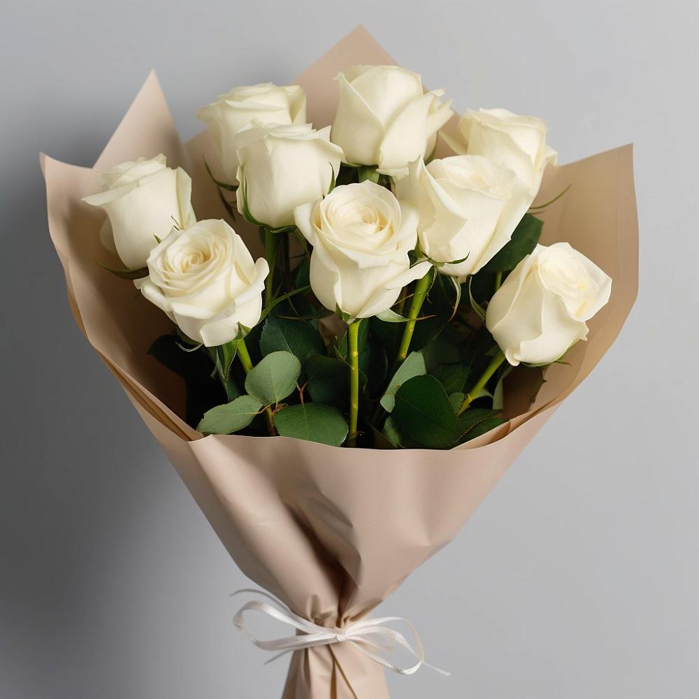 Букет 9 Белых роз Эдлесс Лав в Развилке