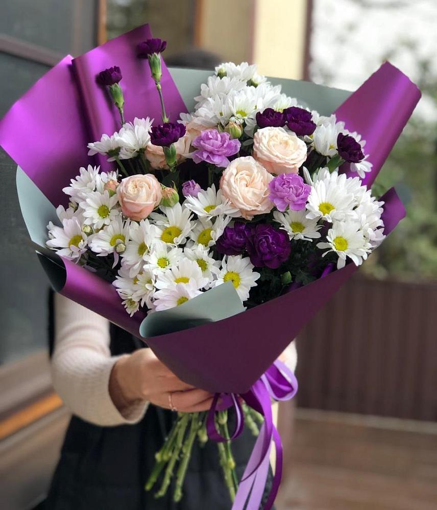 Букет цветов из: Хризантемы, Гвоздики и Розы в Развилке