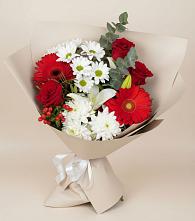 Букет цветов из:  Розы, Хризантемы, Герберы и Лилии в Развилке