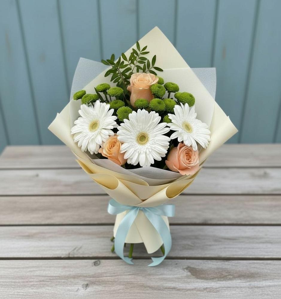 Букет цветов из: Герберы, Розы и Хризантемы в Развилке