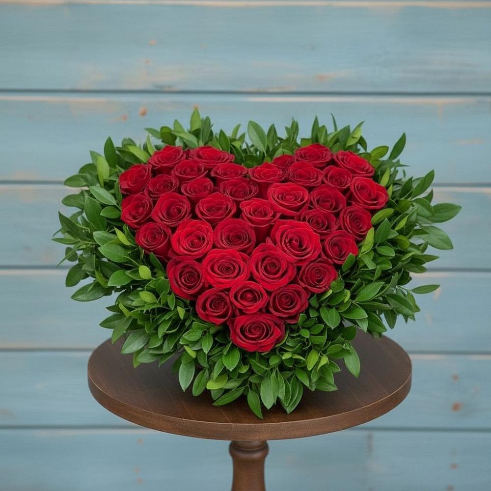 Цветочная композиция из Розы в виде сердца в Развилке