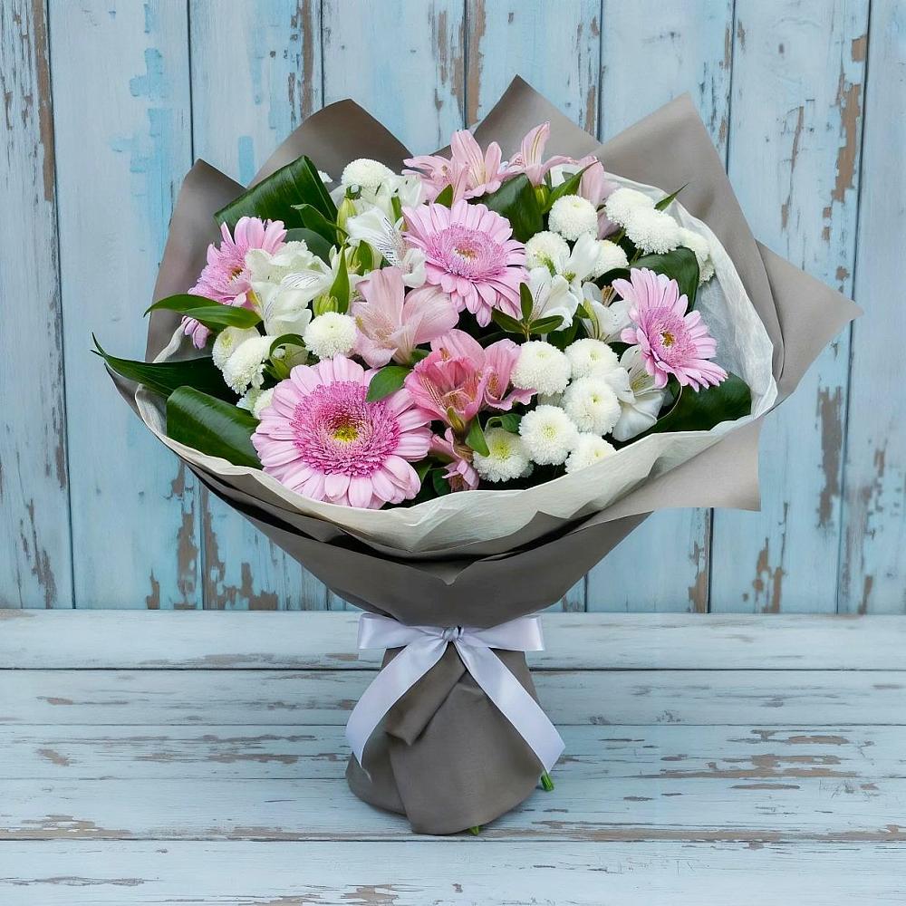 Букет цветов из: Герберы, Альстромерии и Хризантемы в Развилке