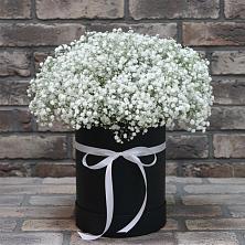 Цветочная композиция из Гипсофила в шляпной коробке в Развилке