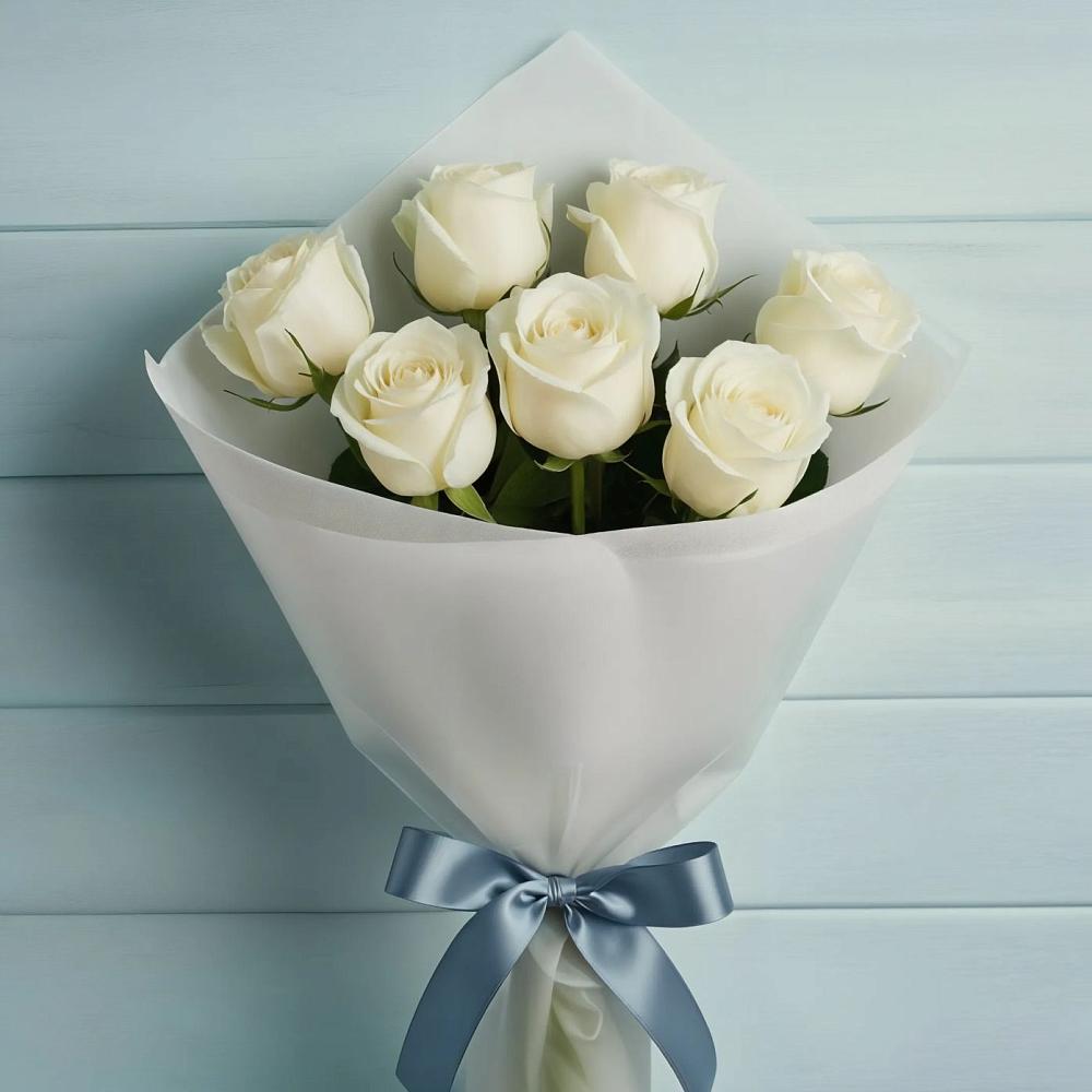 Букет 7 Белых роз Эдлесс Лав в Развилке