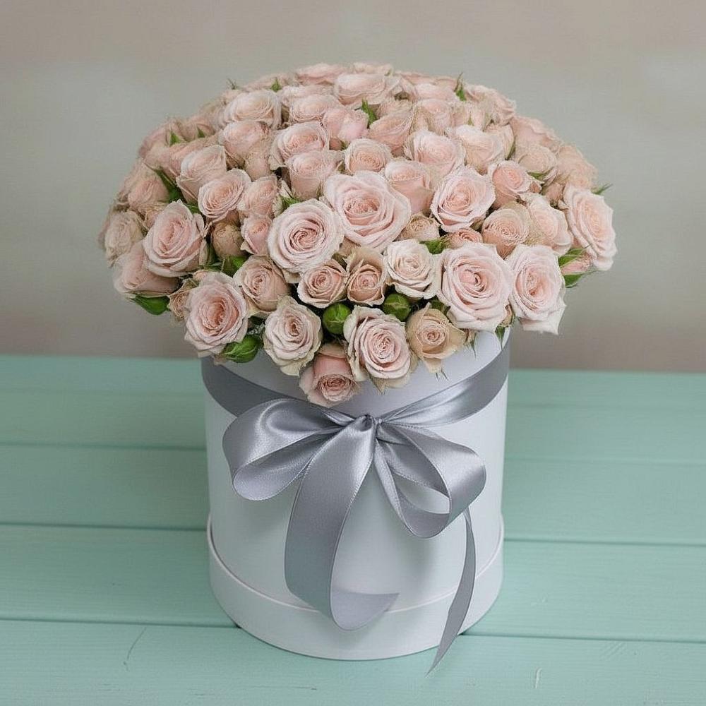 Цветочная композиция из Розы в шляпной коробке в Развилке